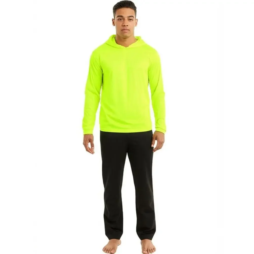 ProtectX Mens Long Sleeve Hoodie Neon Green‎ High Visibility Sun Protection Size